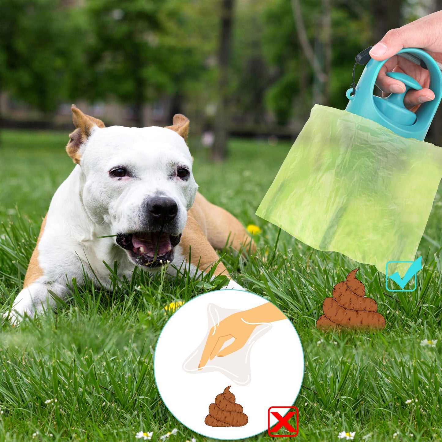 Portable Dog Poop Scooper, Convenient Pet Leash Attachable, Harness Or Waist