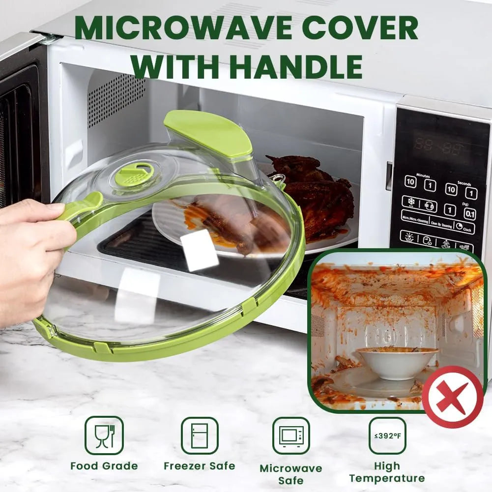 Anti-Sputtering Microwave Cover with Handle & Water Storage Box