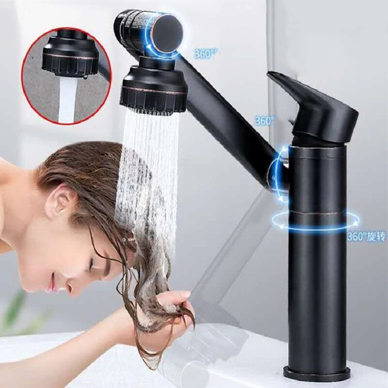 360 Degree Rotating Bathroom Mixer Tap With 2 Spraying Mode