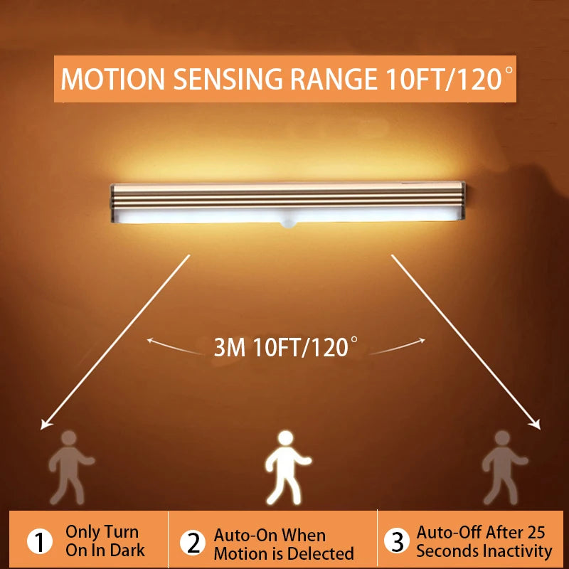 Motion Sensor LED Light Wireless USB Rechargeable Night Light